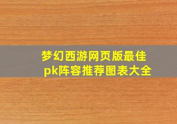 梦幻西游网页版最佳pk阵容推荐图表大全