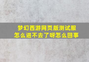 梦幻西游网页版测试服怎么进不去了呀怎么回事