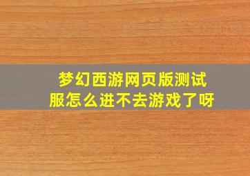 梦幻西游网页版测试服怎么进不去游戏了呀