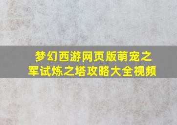 梦幻西游网页版萌宠之军试炼之塔攻略大全视频