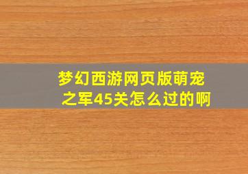 梦幻西游网页版萌宠之军45关怎么过的啊