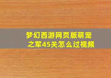 梦幻西游网页版萌宠之军45关怎么过视频