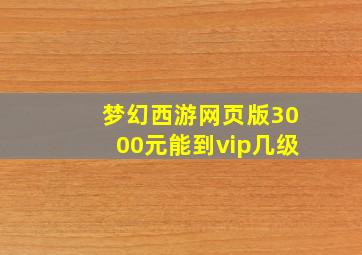 梦幻西游网页版3000元能到vip几级