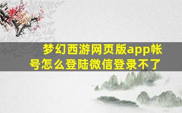 梦幻西游网页版app帐号怎么登陆微信登录不了