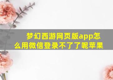 梦幻西游网页版app怎么用微信登录不了了呢苹果