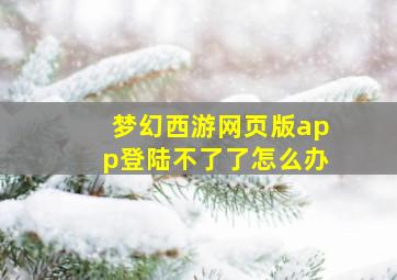 梦幻西游网页版app登陆不了了怎么办