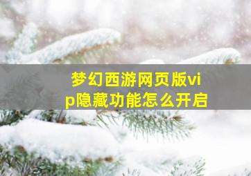 梦幻西游网页版vip隐藏功能怎么开启