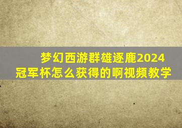 梦幻西游群雄逐鹿2024冠军杯怎么获得的啊视频教学