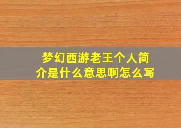 梦幻西游老王个人简介是什么意思啊怎么写