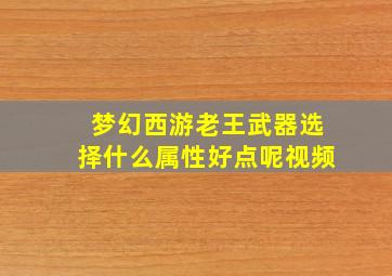 梦幻西游老王武器选择什么属性好点呢视频