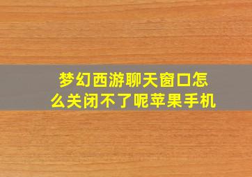 梦幻西游聊天窗口怎么关闭不了呢苹果手机