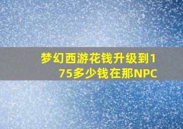 梦幻西游花钱升级到175多少钱在那NPC