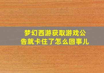 梦幻西游获取游戏公告就卡住了怎么回事儿