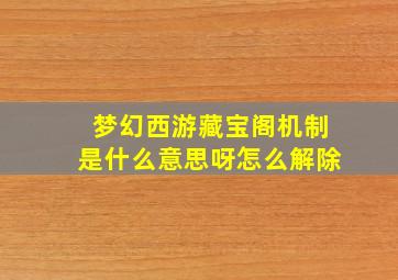 梦幻西游藏宝阁机制是什么意思呀怎么解除