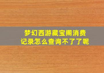 梦幻西游藏宝阁消费记录怎么查询不了了呢