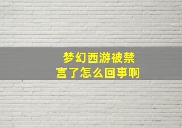 梦幻西游被禁言了怎么回事啊