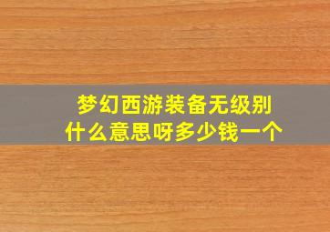 梦幻西游装备无级别什么意思呀多少钱一个