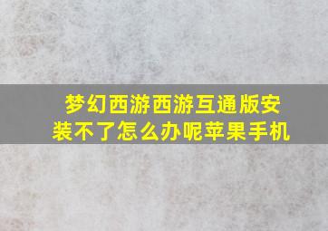 梦幻西游西游互通版安装不了怎么办呢苹果手机