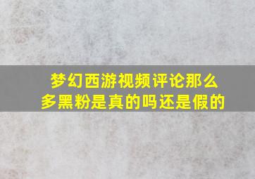 梦幻西游视频评论那么多黑粉是真的吗还是假的