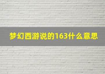 梦幻西游说的163什么意思