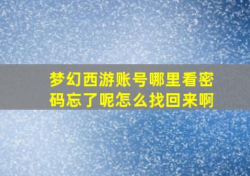 梦幻西游账号哪里看密码忘了呢怎么找回来啊