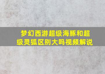 梦幻西游超级海豚和超级灵狐区别大吗视频解说