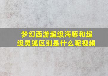 梦幻西游超级海豚和超级灵狐区别是什么呢视频