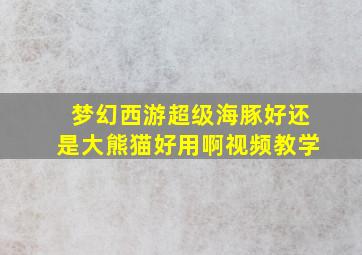 梦幻西游超级海豚好还是大熊猫好用啊视频教学