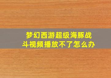 梦幻西游超级海豚战斗视频播放不了怎么办