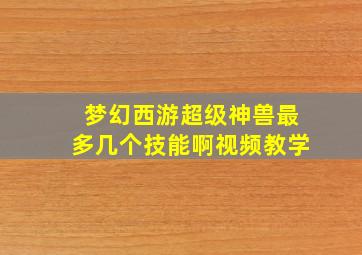 梦幻西游超级神兽最多几个技能啊视频教学