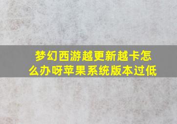 梦幻西游越更新越卡怎么办呀苹果系统版本过低