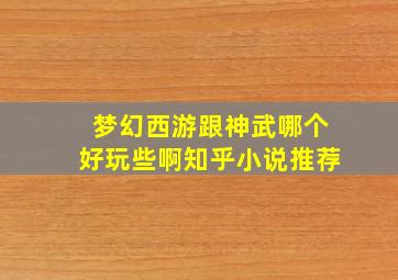 梦幻西游跟神武哪个好玩些啊知乎小说推荐