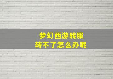 梦幻西游转服转不了怎么办呢