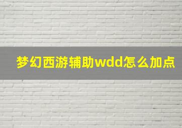 梦幻西游辅助wdd怎么加点