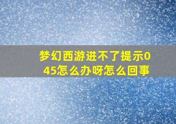 梦幻西游进不了提示045怎么办呀怎么回事