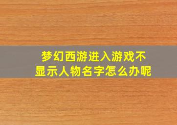 梦幻西游进入游戏不显示人物名字怎么办呢