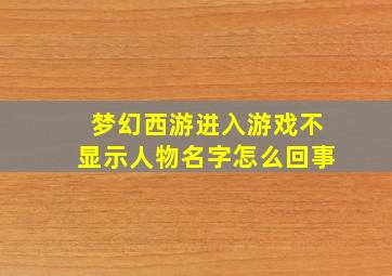 梦幻西游进入游戏不显示人物名字怎么回事