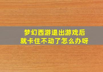 梦幻西游退出游戏后就卡住不动了怎么办呀