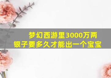 梦幻西游里3000万两银子要多久才能出一个宝宝