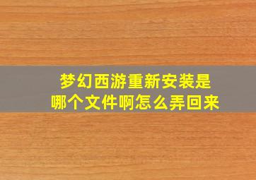 梦幻西游重新安装是哪个文件啊怎么弄回来