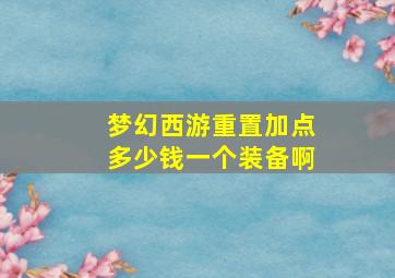 梦幻西游重置加点多少钱一个装备啊