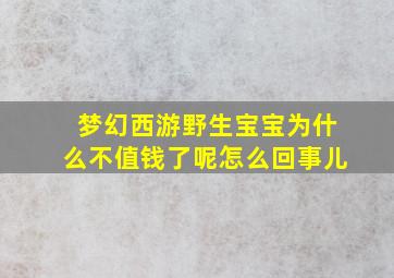 梦幻西游野生宝宝为什么不值钱了呢怎么回事儿