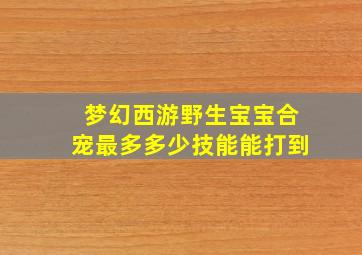 梦幻西游野生宝宝合宠最多多少技能能打到