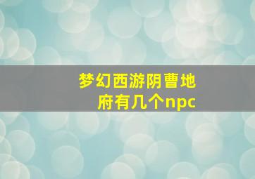 梦幻西游阴曹地府有几个npc