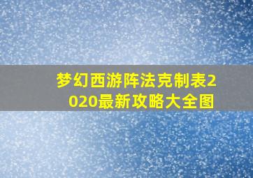 梦幻西游阵法克制表2020最新攻略大全图