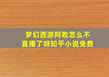 梦幻西游阿败怎么不直播了呀知乎小说免费