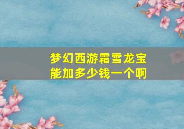 梦幻西游霜雪龙宝能加多少钱一个啊