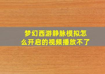 梦幻西游静脉模拟怎么开启的视频播放不了