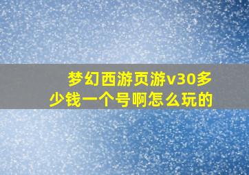 梦幻西游页游v30多少钱一个号啊怎么玩的