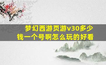 梦幻西游页游v30多少钱一个号啊怎么玩的好看